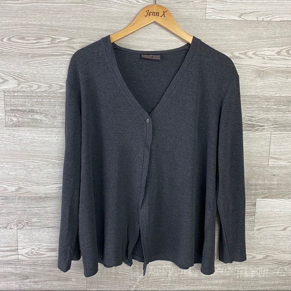 Herman Geist Dark Gray Button Cardigan Sweater